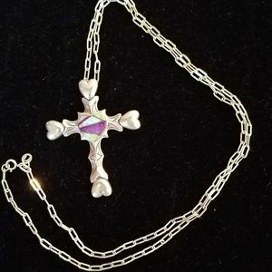 Vintage Sterling Cross With Hearts